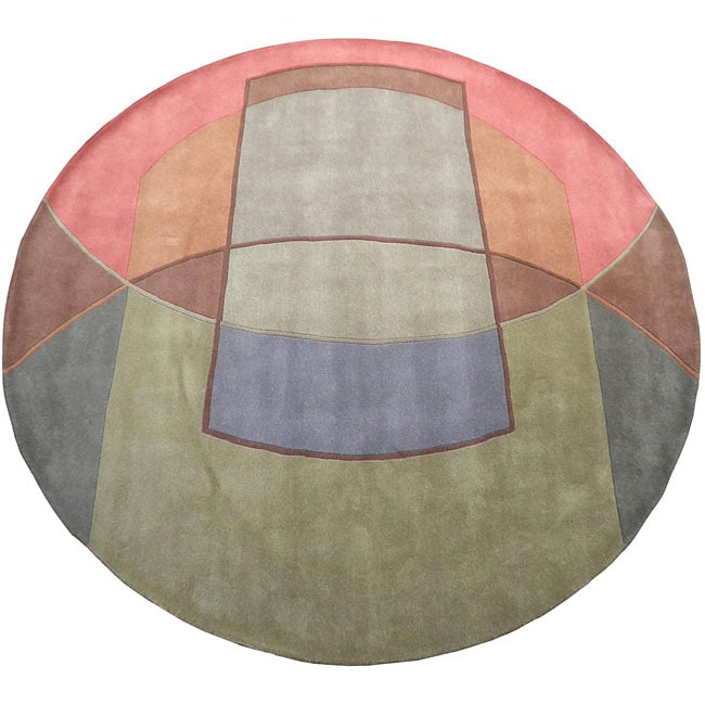 Herat Oriental Indo Hand Tufted Tibetan Wool Round Rug 8 X 8 8 X 8