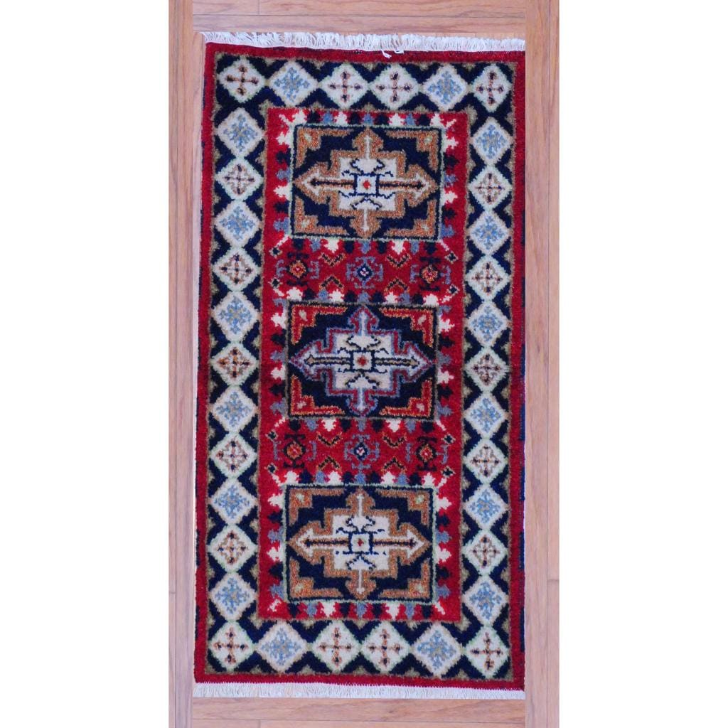 Handmade Herat Oriental Indo Kazak Wool Rug India 22 X 4