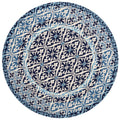 Indoor Outdoor Hand Hooked Blue Damask Rug 93 X 13