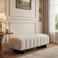Indoor Dining Bench With Faux Fur Upholstery And Rubber Wood Legs