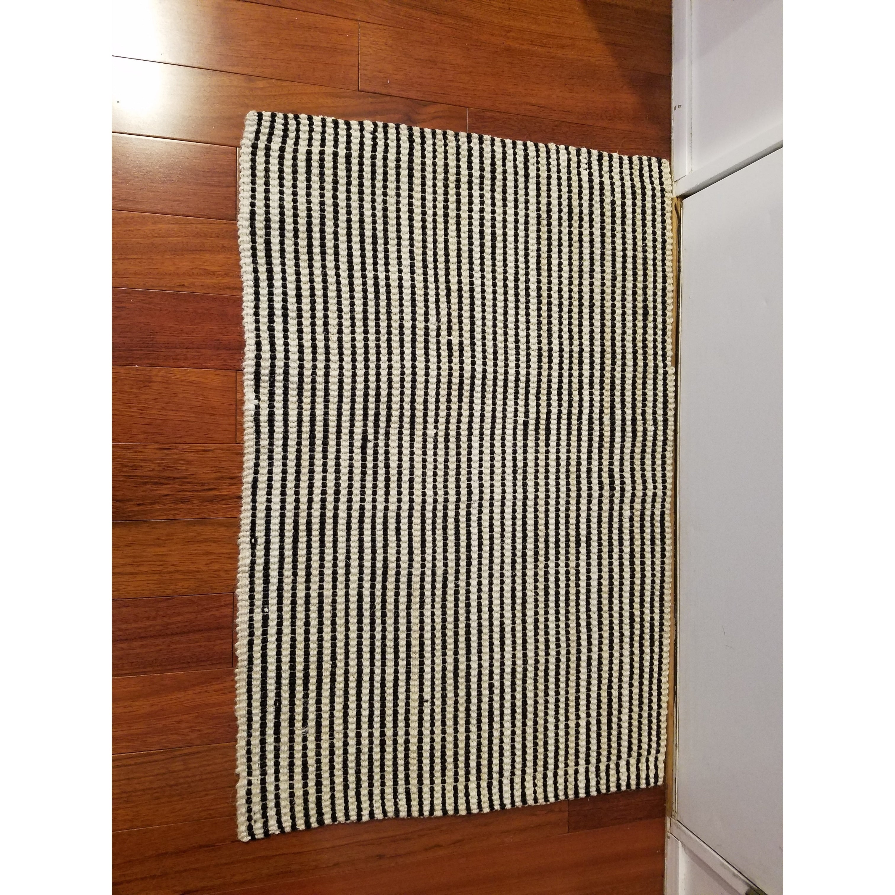 Indoor Jute Beige Black Stripe Floor Mat