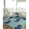 Indoor Outdoor Beachcomber Seahorse Blue Rug 9 X 12