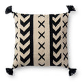 Indoor Outdoor Black Ivory Southwest 22 Inch Pillow Cover With Tassles