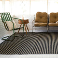 Indoor Outdoor Earth Tone Flatweave Charcoal Stripe Rug