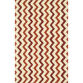 Indoor Outdoor Hand Hooked Red Rust Chevron Stripe Patio Rug 93 X 13
