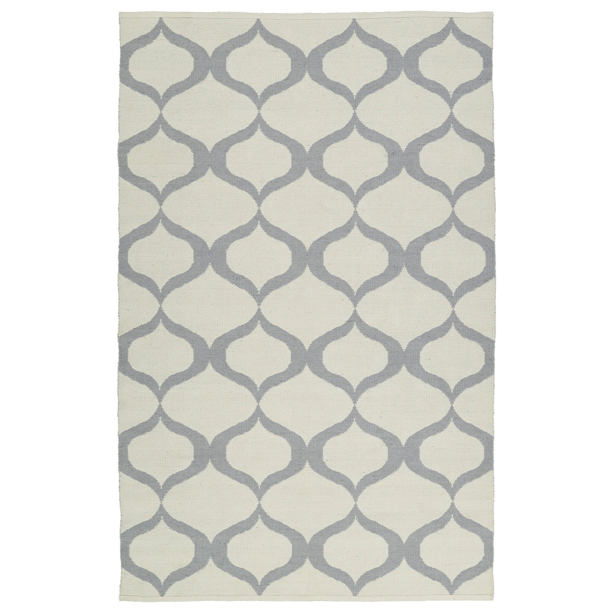 Indoor Outdoor Laguna Ivory And Grey Geo Flat Weave Rug 2 X 3