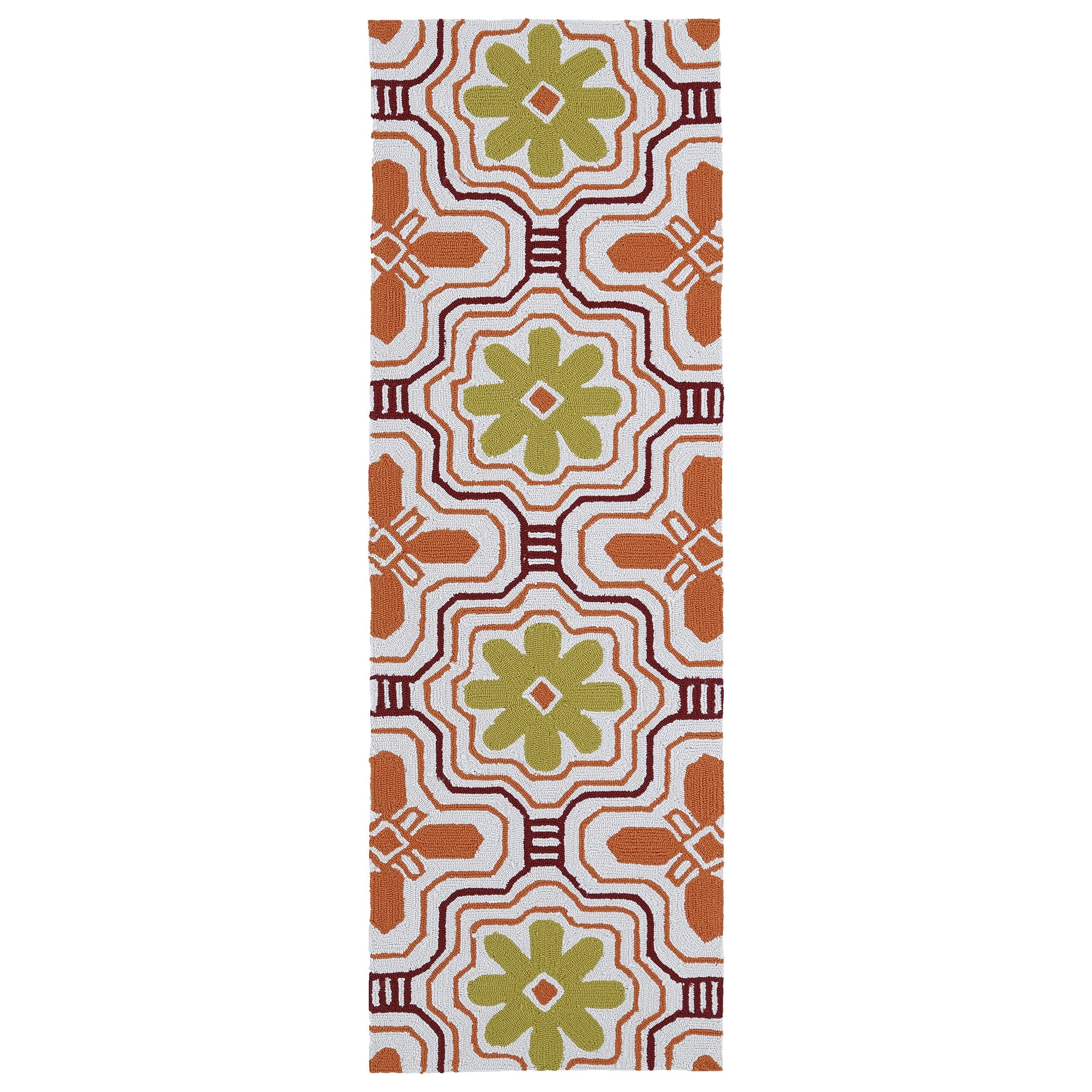 Luau Orange Tile Indoor Outdoor Rug 2 X 6