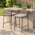 Indoor Outdoor Patio Metal And Woven Rattan Bar Stool Set 2 Piece