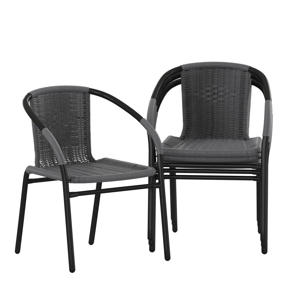 4 Pk. Rattan Indoor Outdoor Restaurant Stack Chair