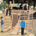 Indoor Playground 7 In 1 Jungle Gym Playset For Kids 2 6Yrs Slide Climbing Wall Rope Wall Climber Monkey Bars