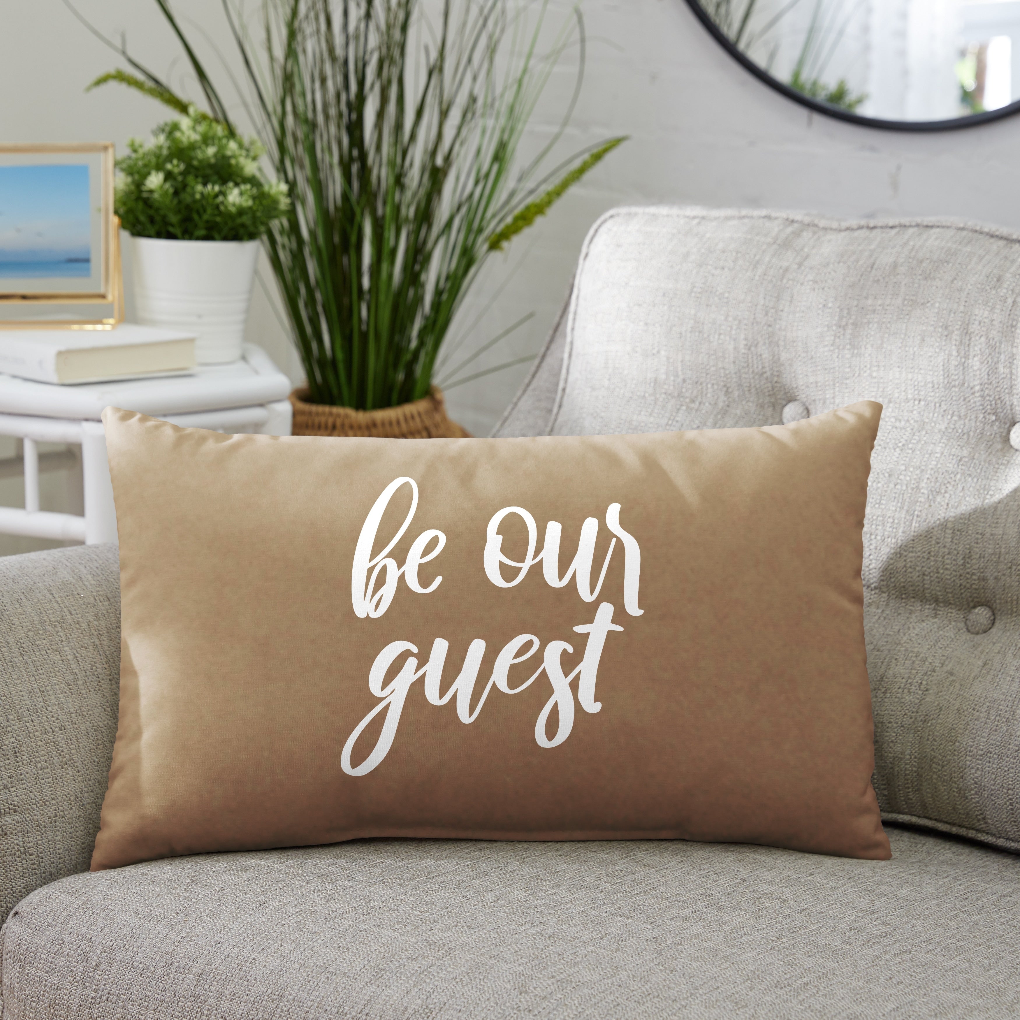Indoor Single Embroidered Pillow Be Our Guest