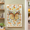 Indoor Wall Decor Canvas Tapestry Butterfly In Flowers