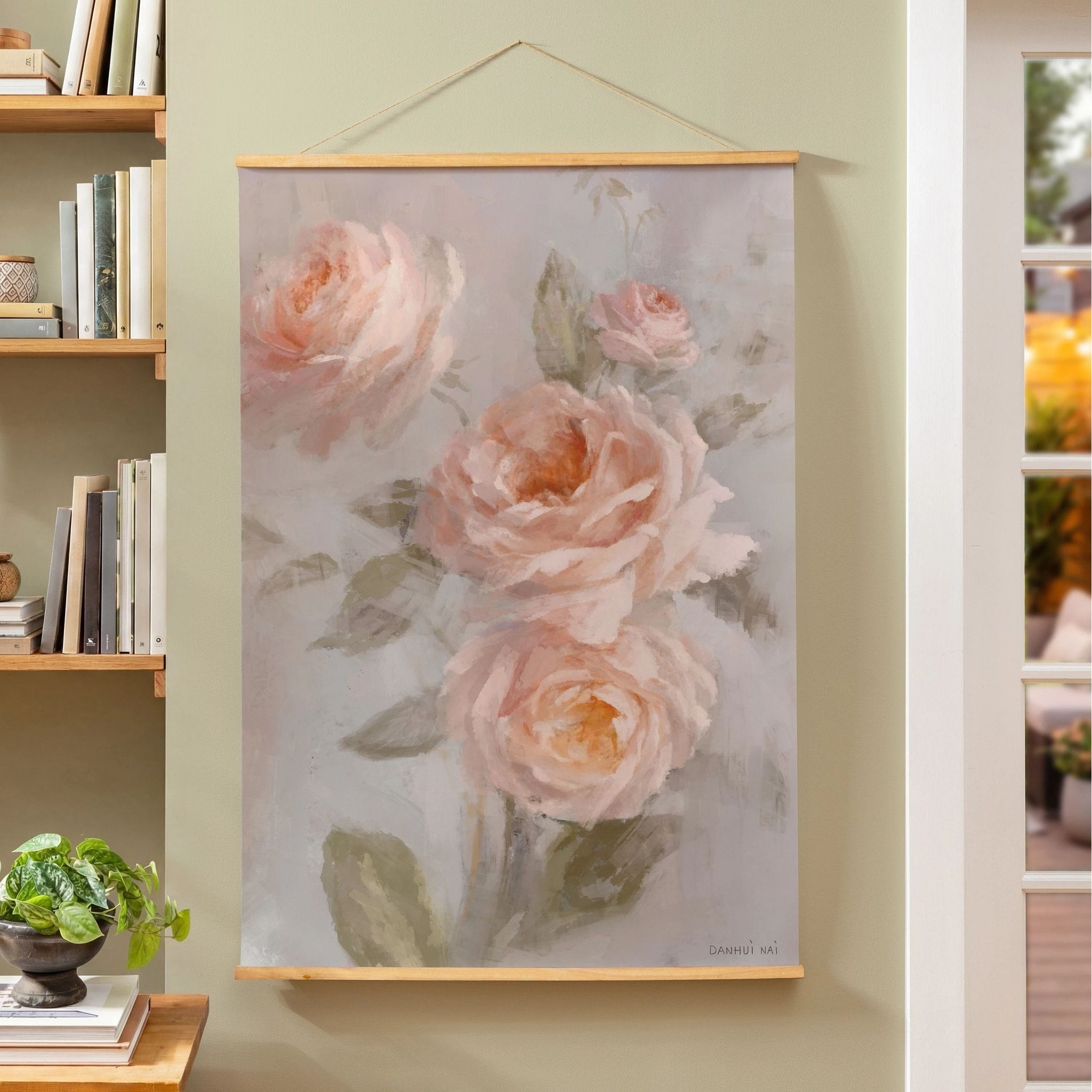 Indoor Wall Decor Canvas Tapestry Pink Roses