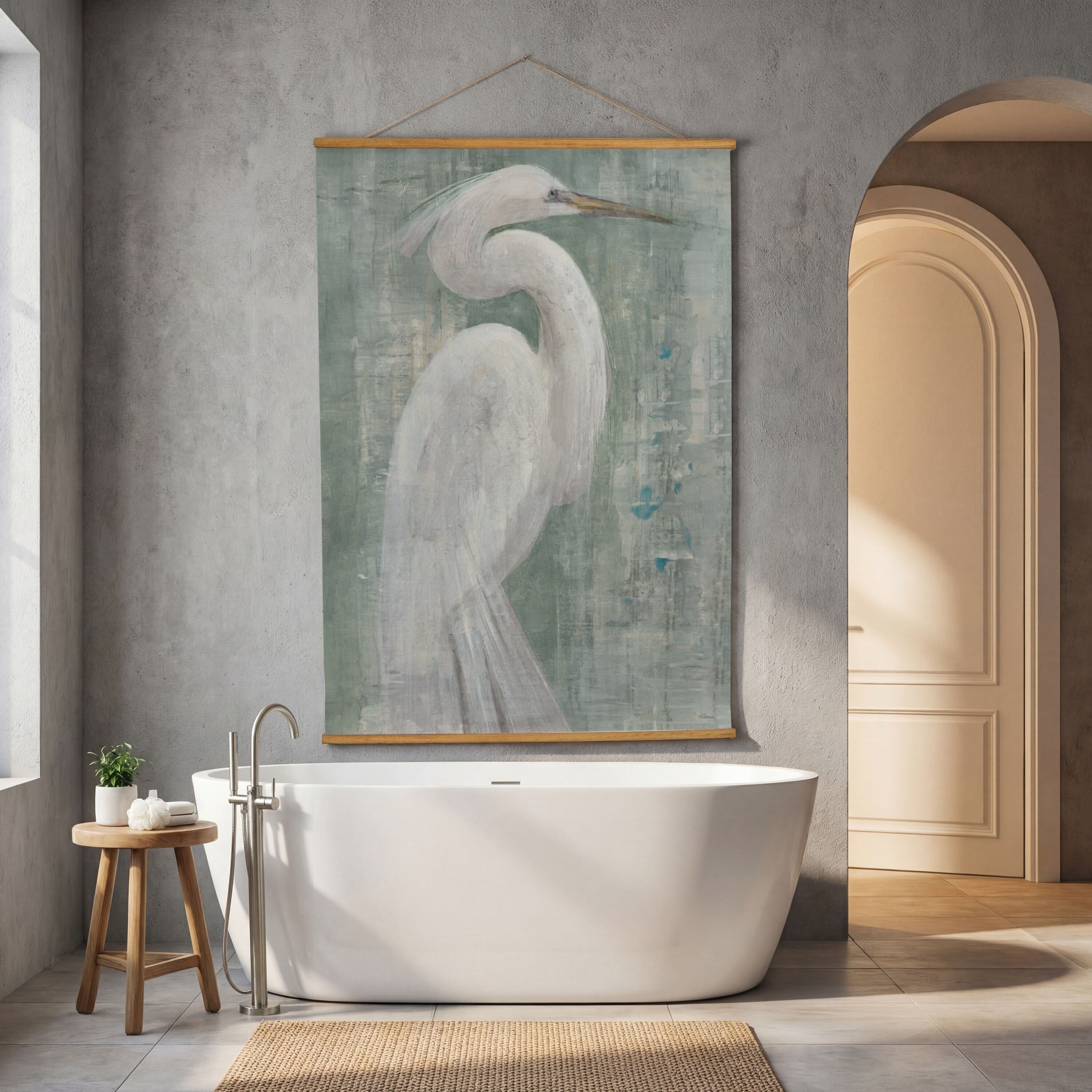 Indoor Wall Decor Canvas Tapestry White Egret