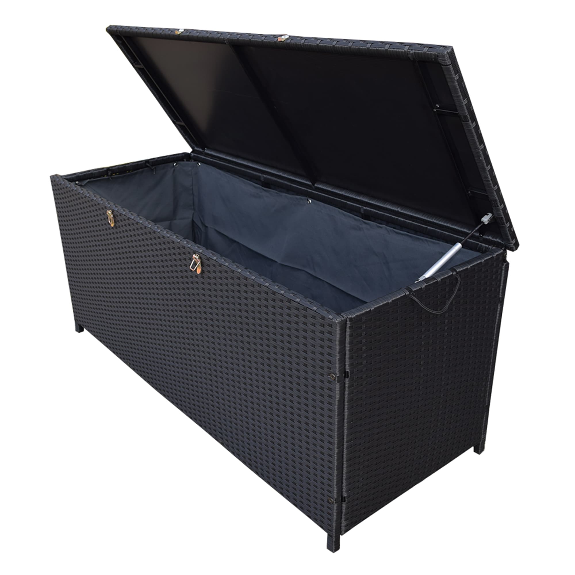 Indoor And Outdoor 113 Gallon Wicker Storage Bin With Metal Frame