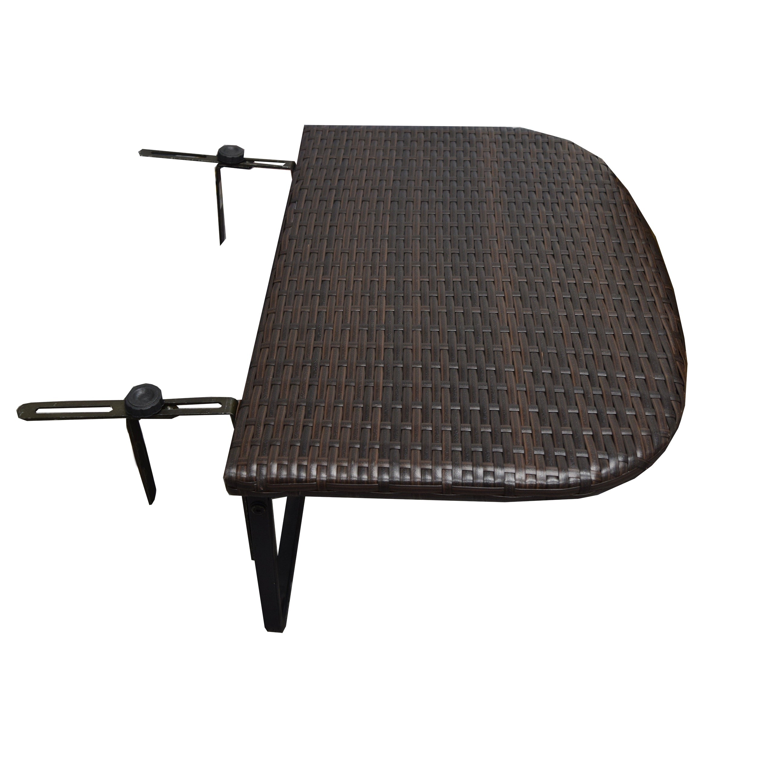 Black Indoor And Outdoor Wicker Balcony Table With Adjustable Clamps
