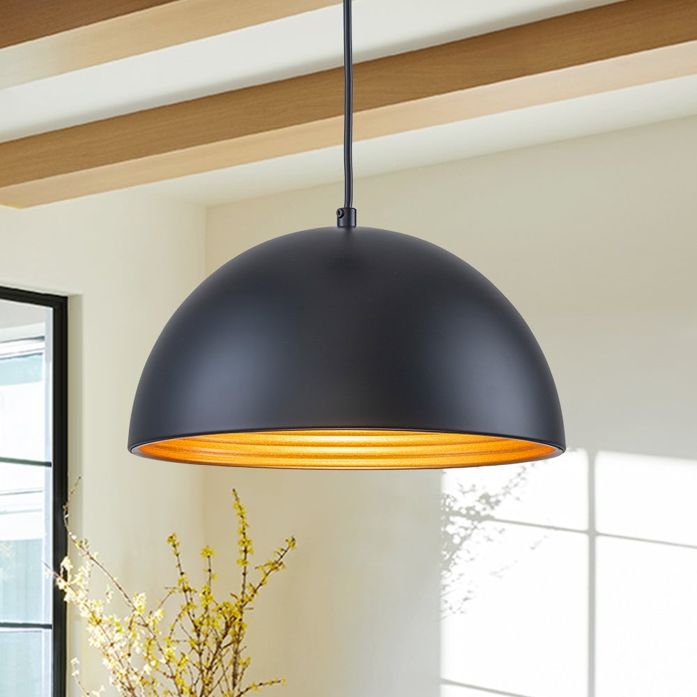 Industrial 1 Light Dual Tier Dome Dining Pendant 11.8 In