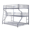 Industrial 3 Tier Bunk Bed With Curved Metal Frame And Guardrails Silver