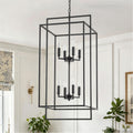 Industrial 8 Light Open Frame Cage Pendant Light Tiered Candle Style Chandelier For Kitchen Island
