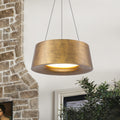 Industrial 1 Light Antique Gold Led Drum Metal Pendant Light Antique Gold