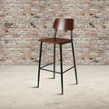Industrial Barstool With Steel Frame And Rustic Wood Seat