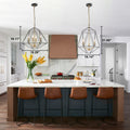 Industrial Black Gold Caged Iron Chandelier Geometric