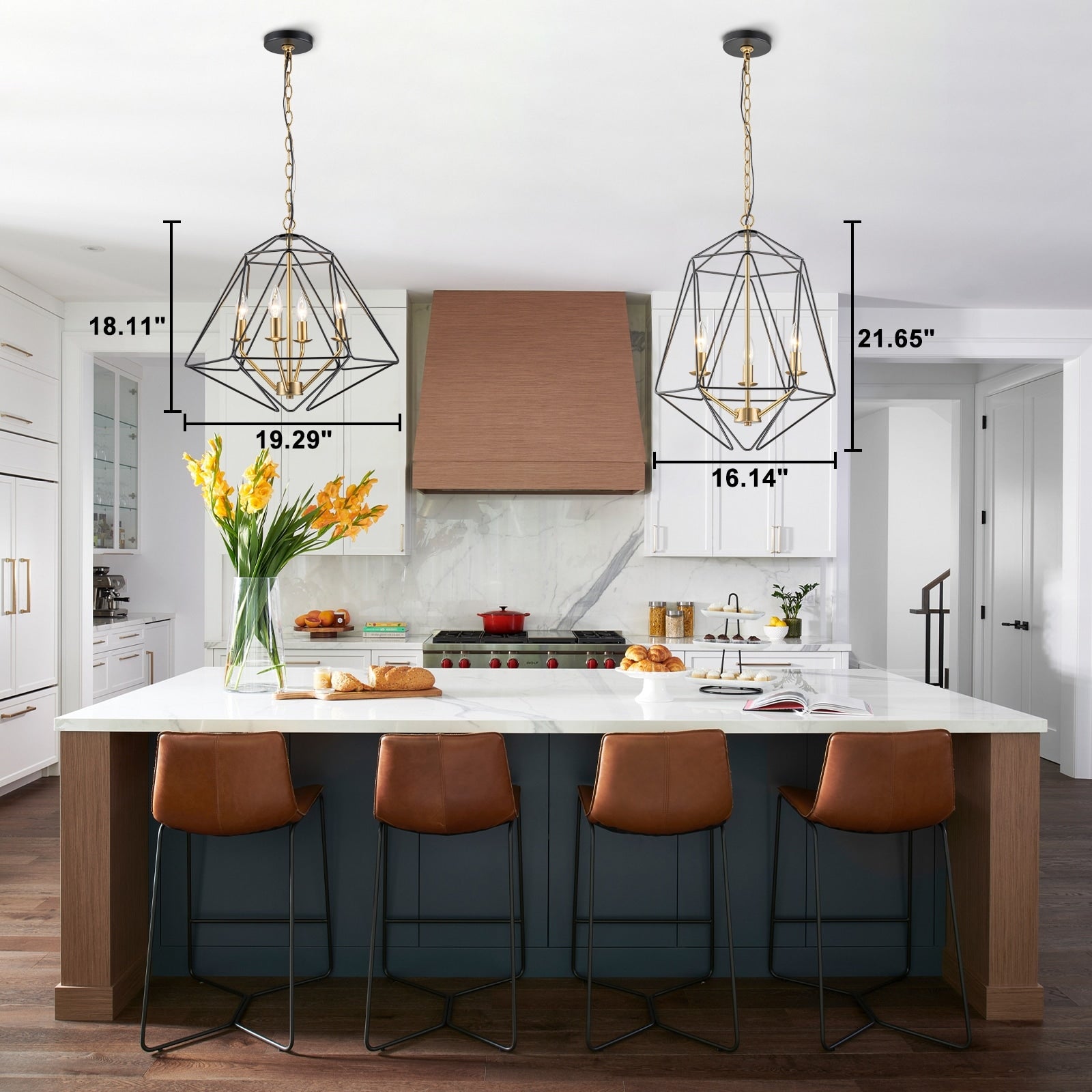 Industrial Black Gold Caged Iron Chandelier Geometric