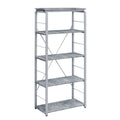 Industrial Bookshelf With 4 Shelves And Open Metal Frame Silver And Gray