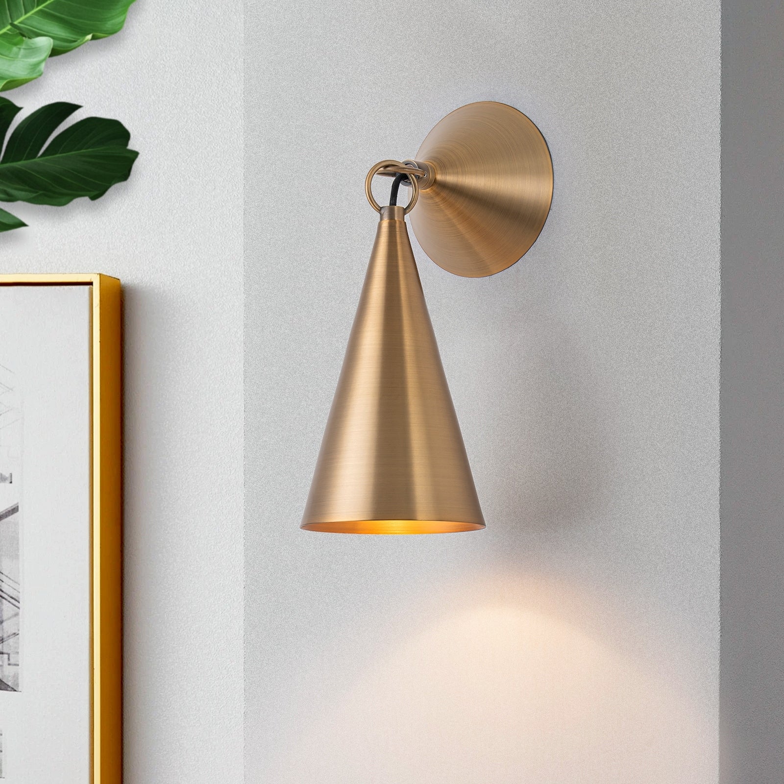Industrial Bronze 1 Light Wall Sconce With Conical Metal Shade
