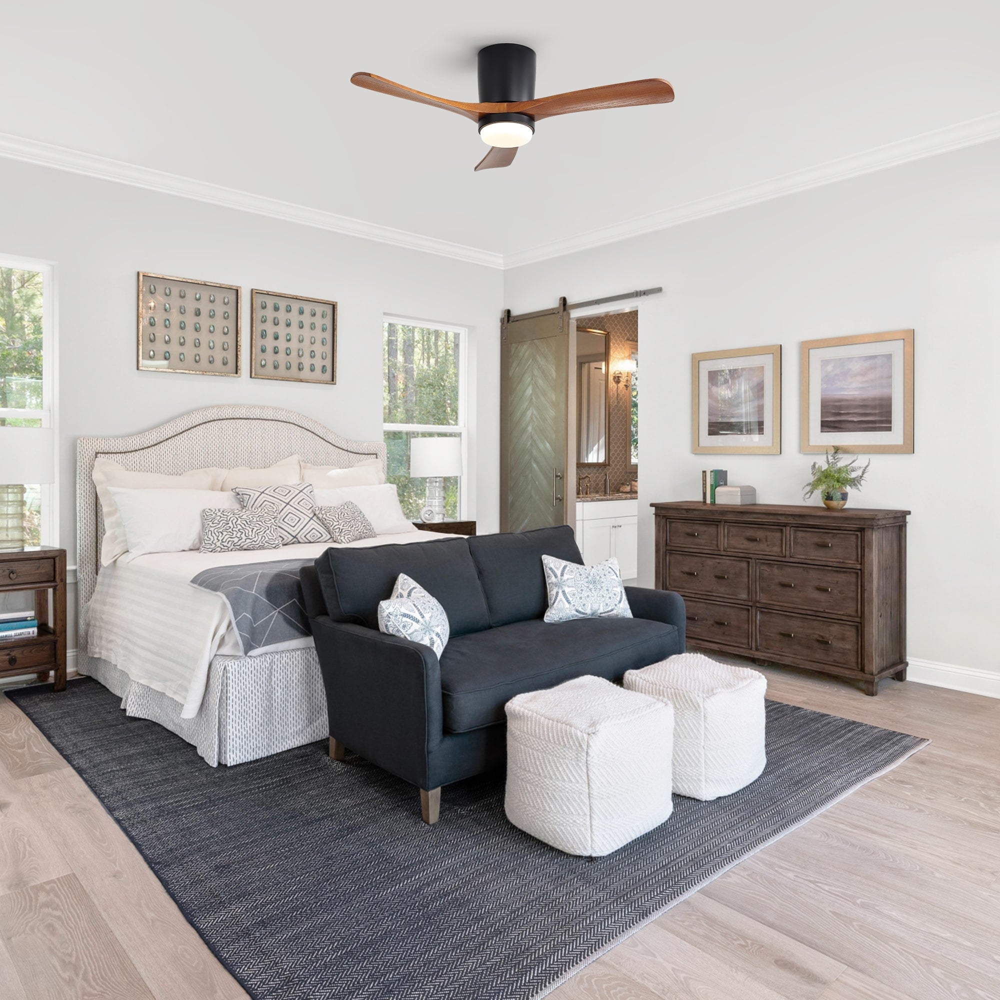 Industrial Ceiling Fan With Dimmable Led Lights And Remote