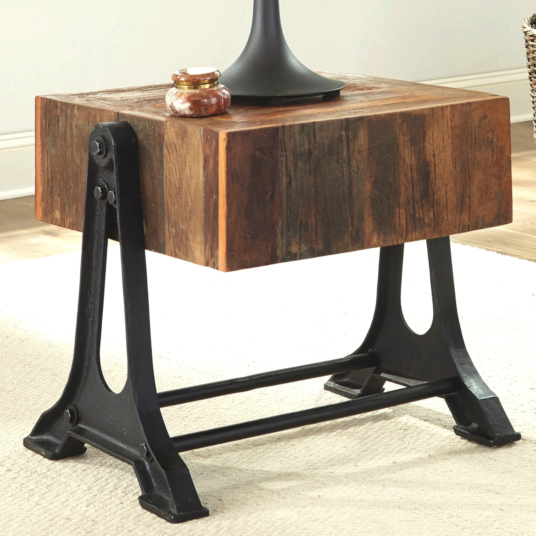 Industrial Design Cast Iron Base Living Room Table Collection