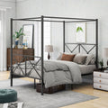 Industrial Full Platform Bed With X Frame And Canopy