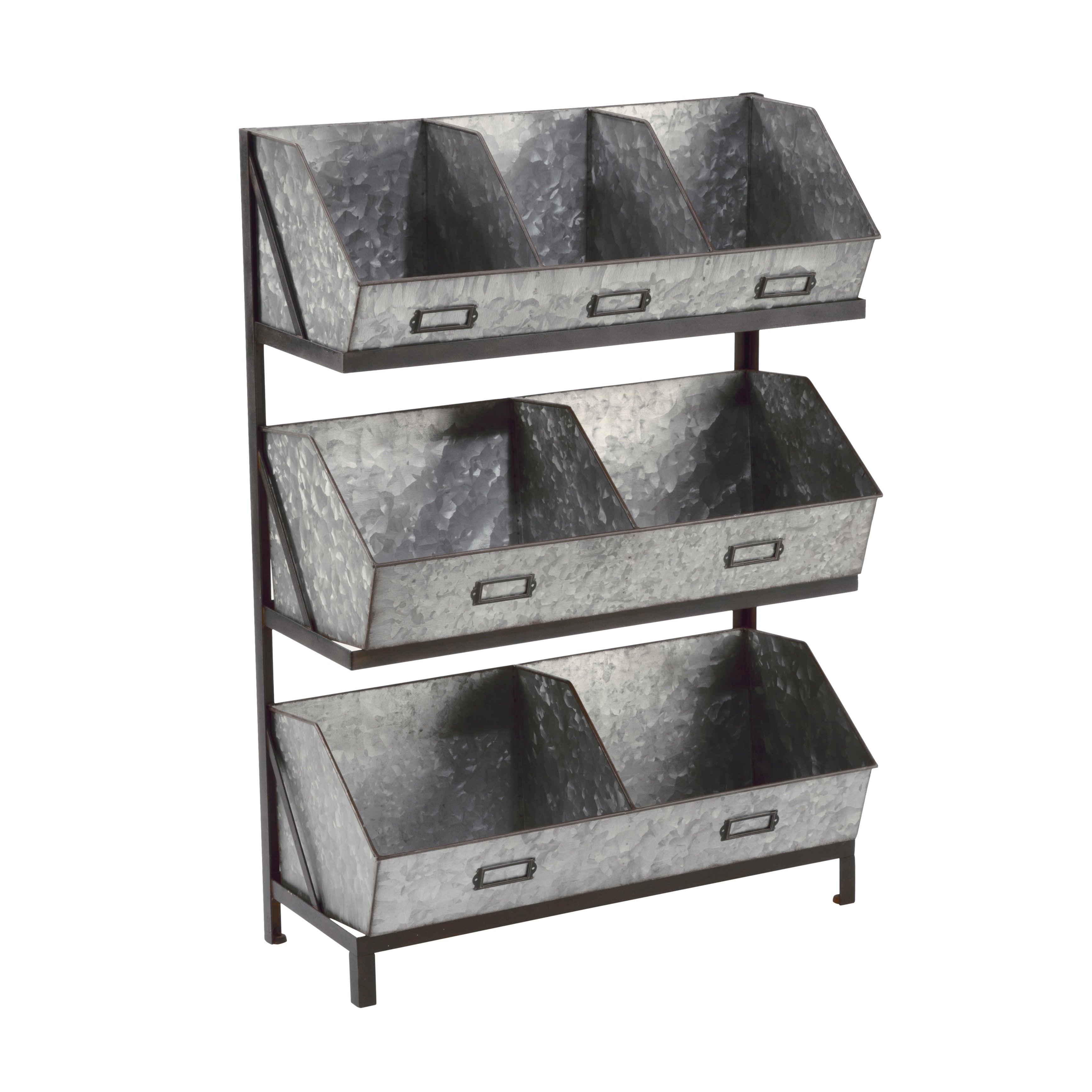Industrial Metal Bin Organizer Display