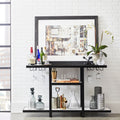 Industrial Metal And Marble Bar With Mirrored Top