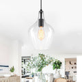 Industrial Pendant Light Clear Glass Matte Black Kitchen Island Dia.7.87 In