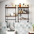 Industrial Pipe Shelf 3 Tier And 2 Tier Shelves 36In Wood Display Shelves And 3 Additional Hooks Farmhouse Kitchen Bar Shelf