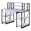 Industrial Style Desk With 4 Open Selves And Bookcase Hutch White