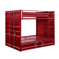 Industrial Style Full Size Bunk Bed With Recessed Panel Design Red