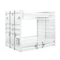 Industrial Style Full Size Bunk Bed With Recessed Panel Design White