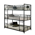 Industrial Style Full Triple Decker Bunk Bed With Ladder Gray