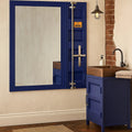 Industrial Style Metal Vanity Mirror With Recessed Door Front Blue
