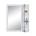 Industrial Style Metal Vanity Mirror With Recessed Door Storage White