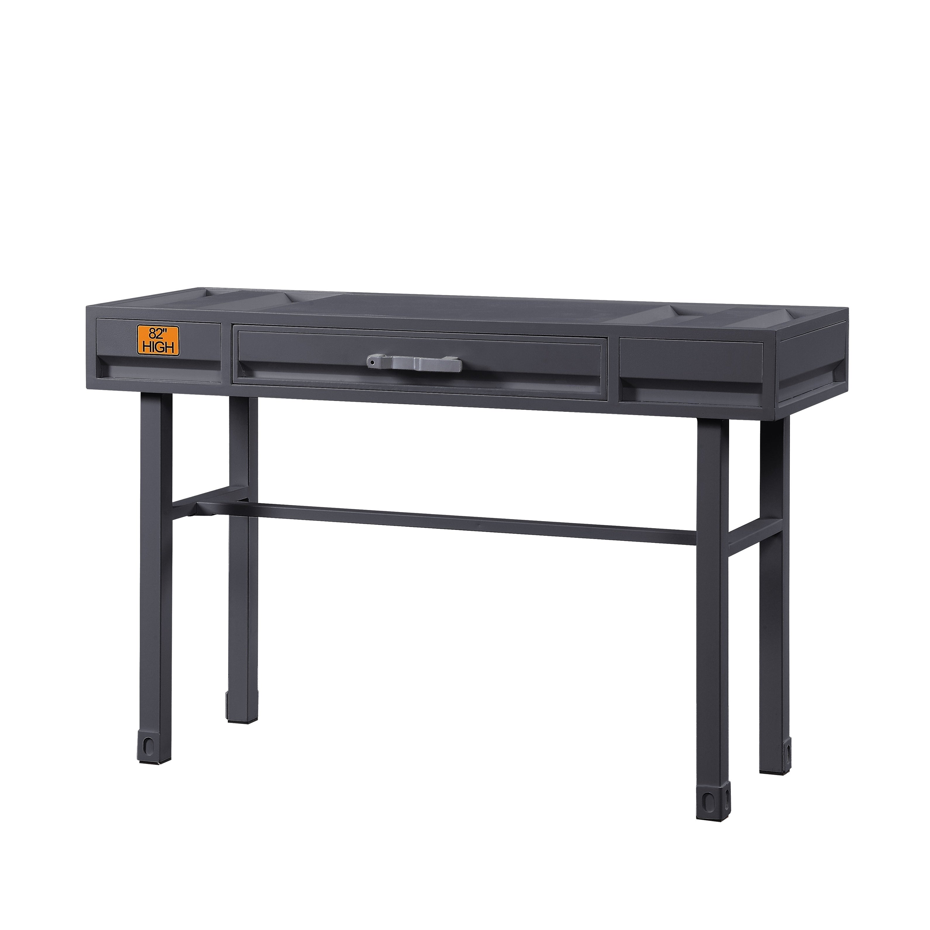 Industrial Style Metal And Wood 1 Drawer Vanity Desk Gray