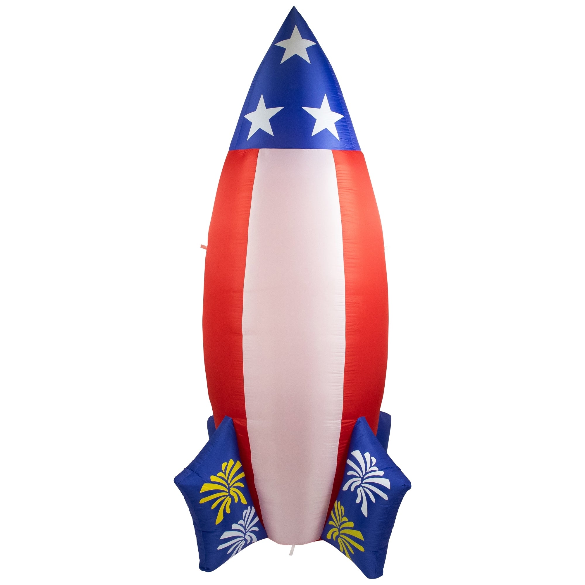 8 White And Red Inflatable Lighted Rocket Outdoor Decor