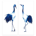 Ink Drop Crane Glass Wall Art Blue White