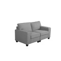 Inny Loveseat 67 Inch 4 Throw Pillows Light Gray Linen With Black Legs