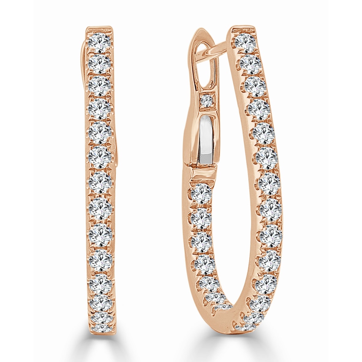 Inside Out Diamond Pear Hoop Earrings 0.70 Ct Tdw 0.75 Inches Small 14K Gold