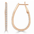Inside Out Diamond Pear Hoop Earrings 0.95 Ct Tdw 1.25 Inches Medium 14K Gold