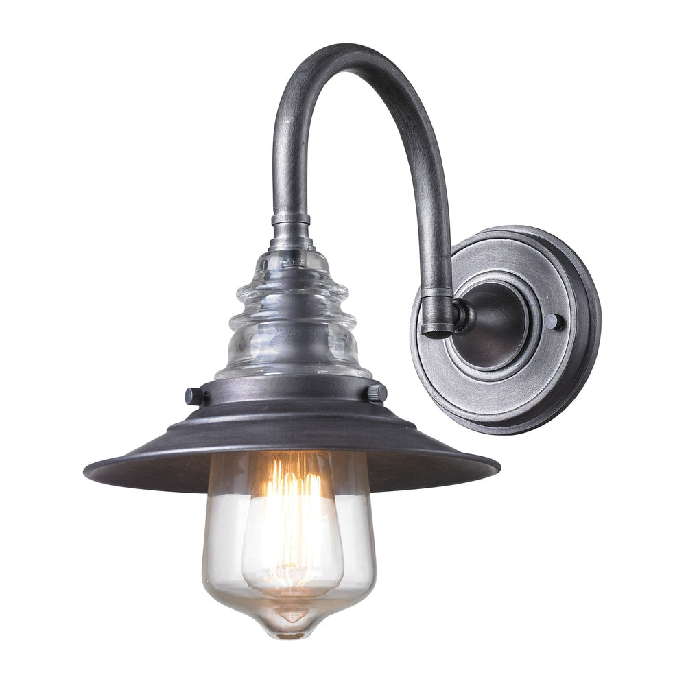 Weathered Zinc Insulator Glass Collection 1 Light Sconce
