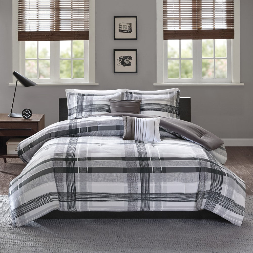 Intelligent Design Jax Black Plaid 5 Piece Comforter Set